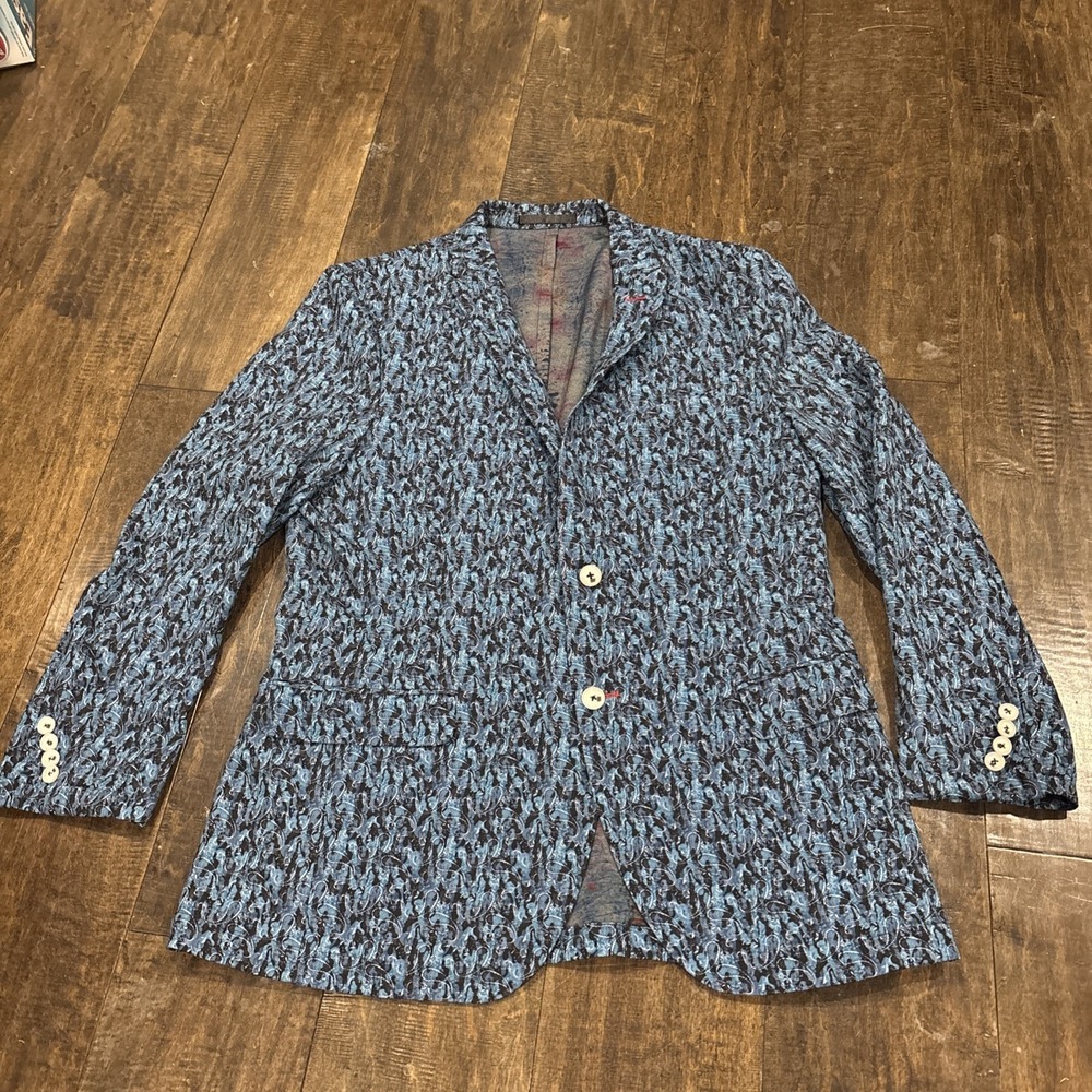 MACEOO‎ Blazer Descartes LiquidPaisley Blue Mens Medium Size 42/3~Italian~EUC